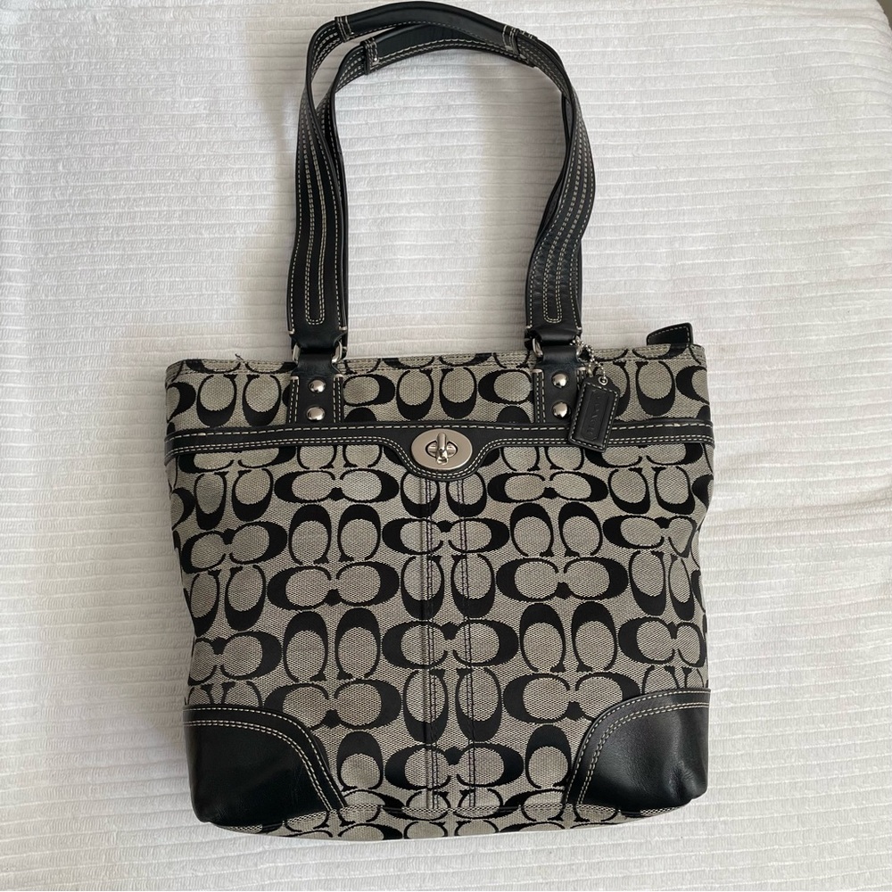 Coach Classic Monogram Canvas Print Shoulder Bag
